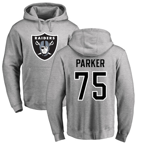 Men Oakland Raiders Ash Brandon Parker Name and Number Logo NFL Football 75 Pullover Hoodie Sweatshirts